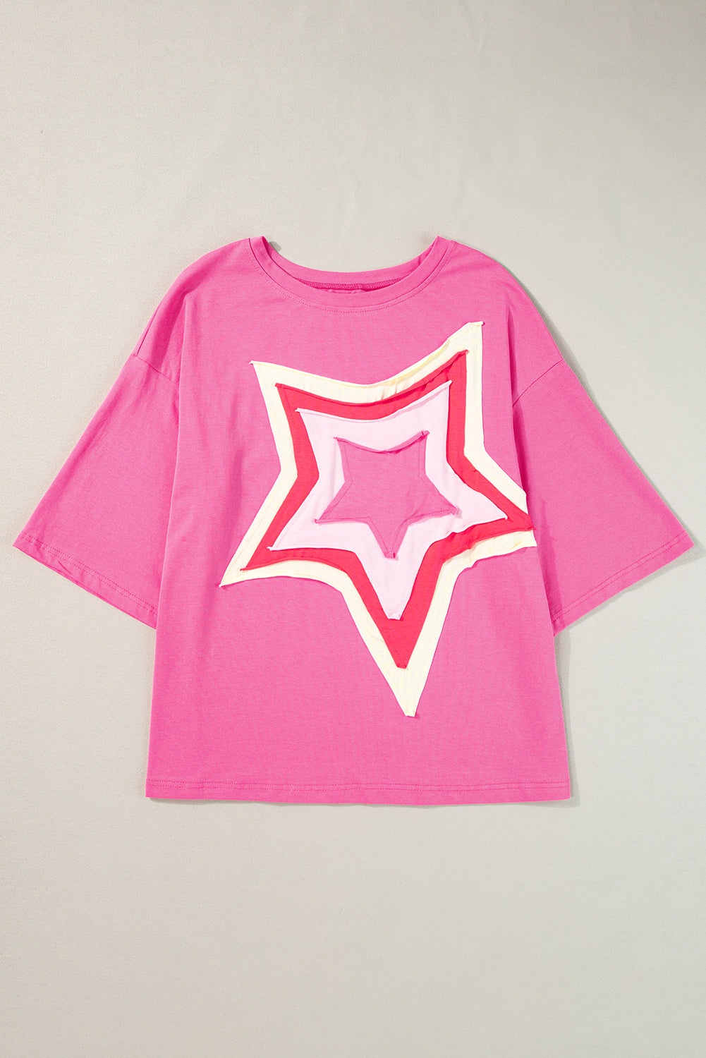 Colourblock Star Patched Half Sleeve Oversized Tee | Bonbon