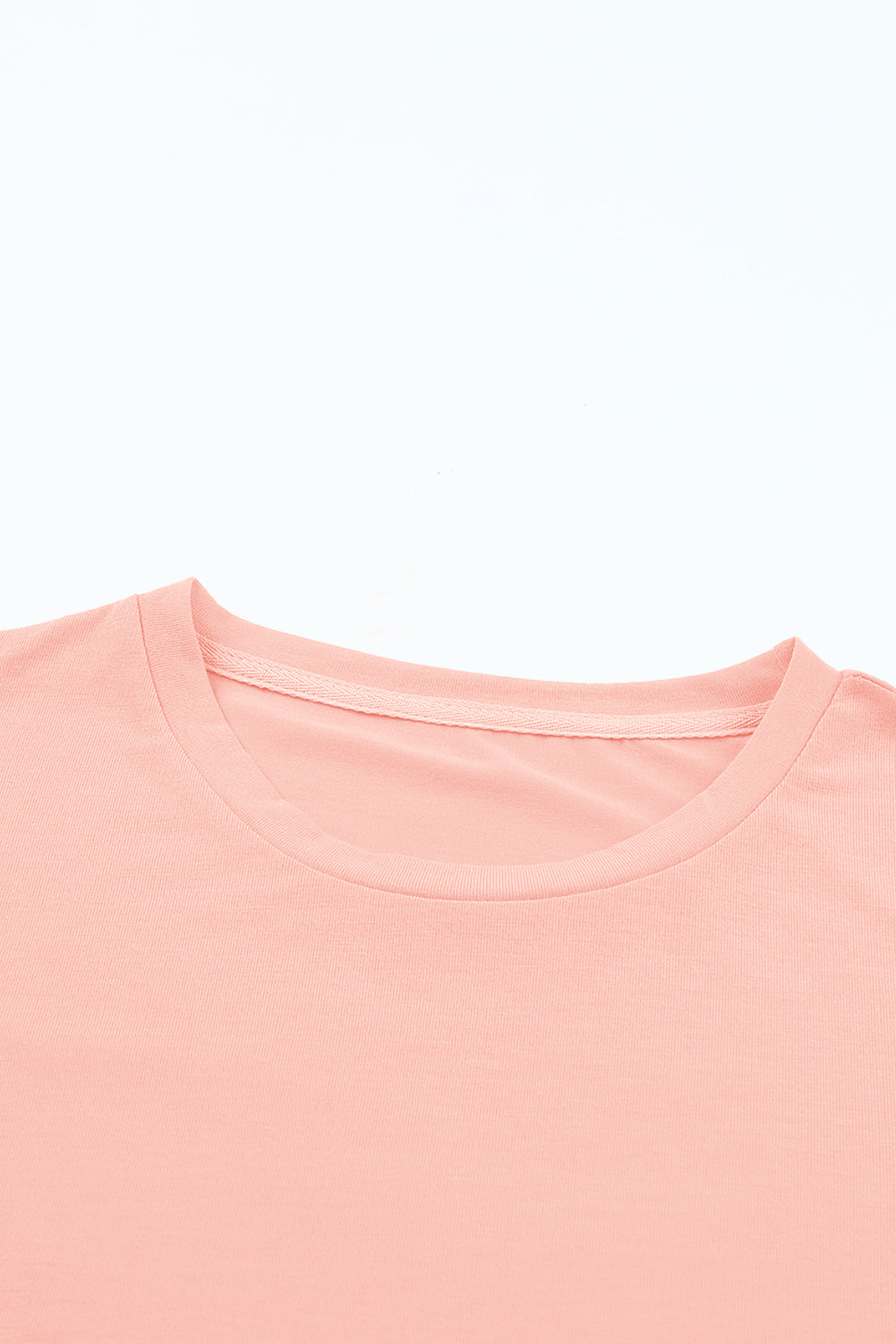 Casual Plain Crew Neck Tee | Pink