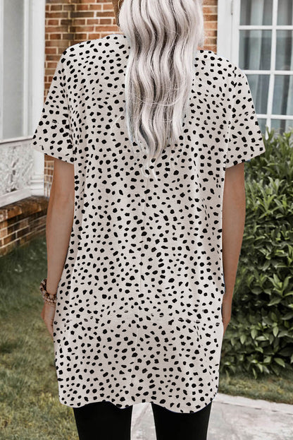 Print Side Pockets Tunic Top | Leopard