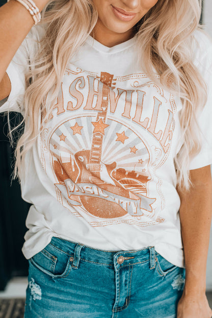 Music City Nashville Graphic T Shirt | White