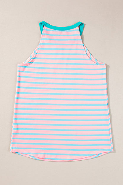 Round Neck Tank Top | Pink Stripe