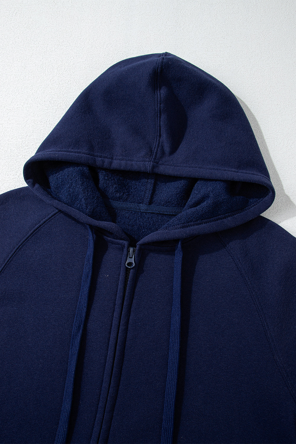 Solid Colour Fleece Lined Zip Up Hoodie | Navy Blue