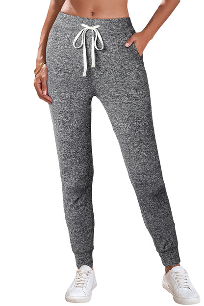 Drawstring Waist Pocketed Joggers | Gray