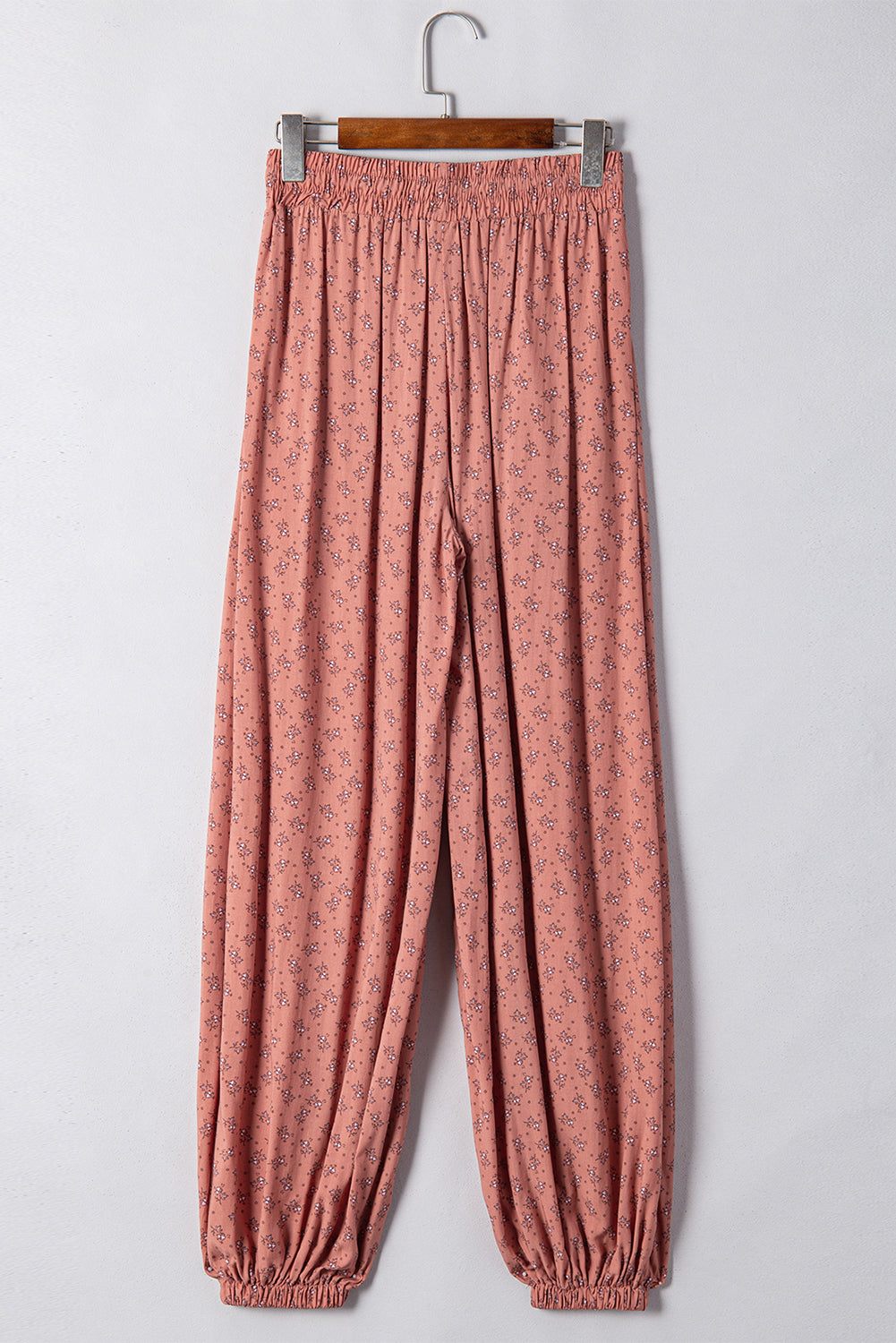 Boho Floral Printed Wide Leg Jogger Pants | Pink