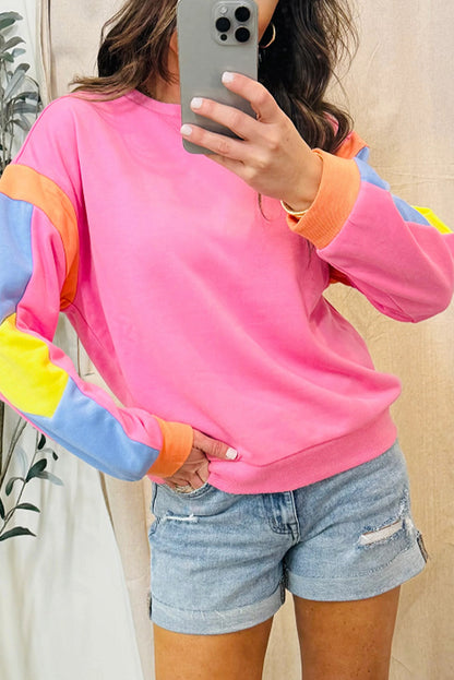 Candy Colourblock French Terry Top | Pink