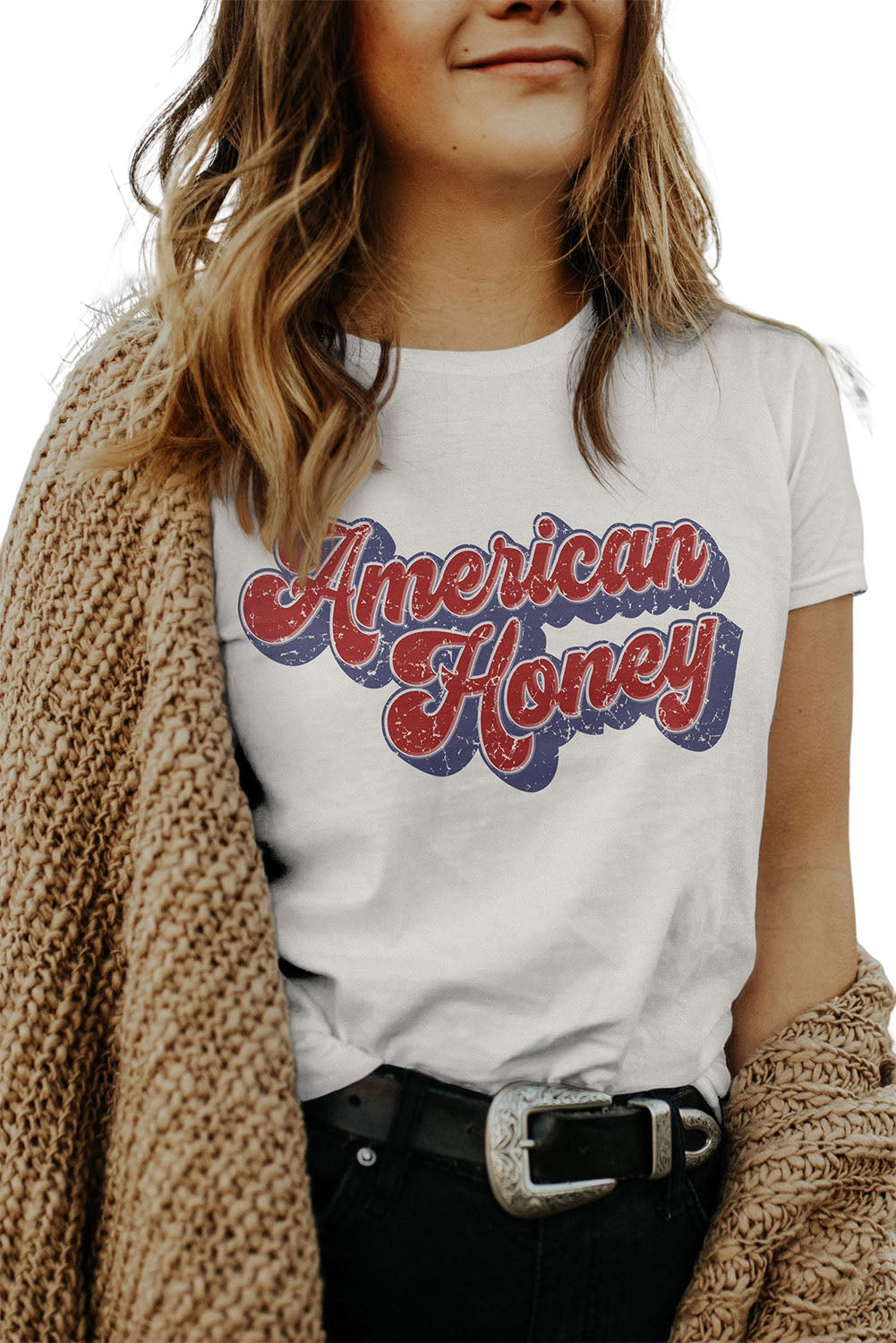 American Honey Graphic Casual Tee | White