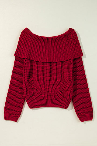 Off-The-Shoulder Knit Sweater | Racing Red