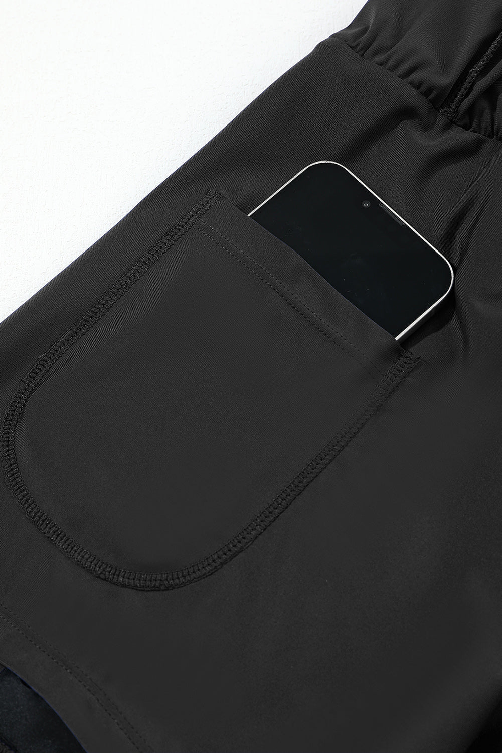 Pocketed Wide Waistband Swim Shorts | Black