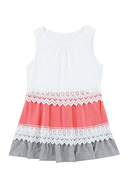 Crochet Lace Trim Colour Block Tank Top | White