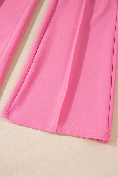 High Waist Central Seam Flared Pants | Sachet Pink