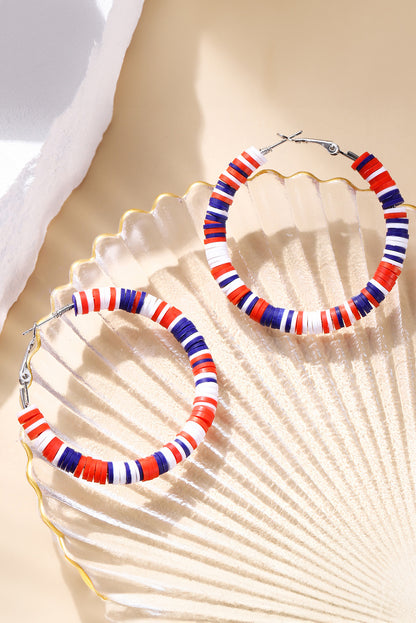 Patriotic Multicoloured Bead Hoop Earrings | Fiery Red