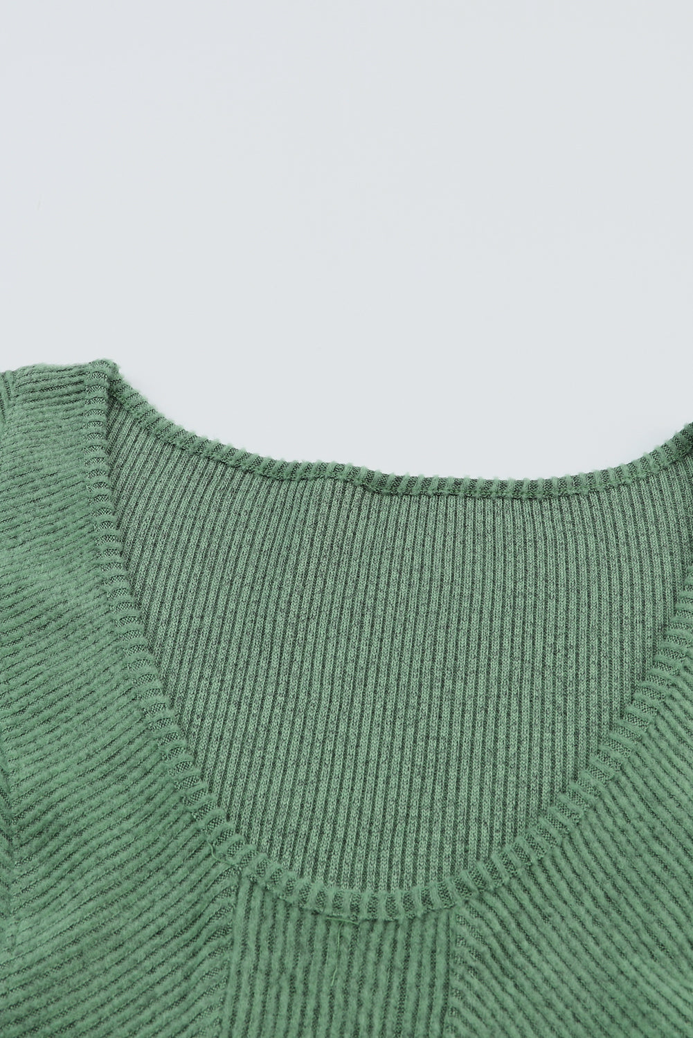 U Neck Textured Long Sleeve Top | Green