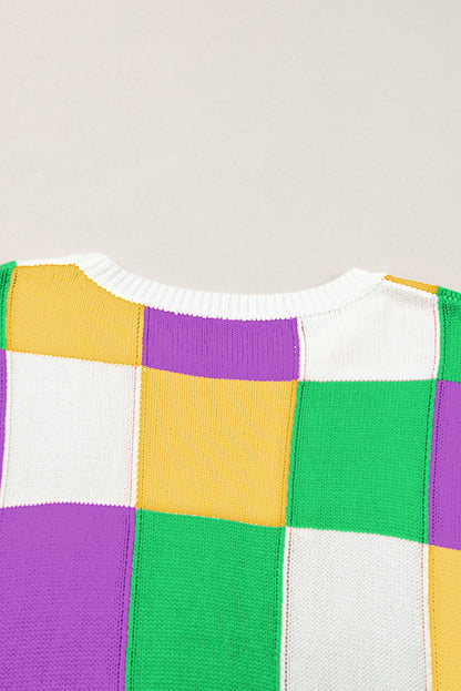 Colour Block Cap Sleeve Sweater | Tillandsia Purple