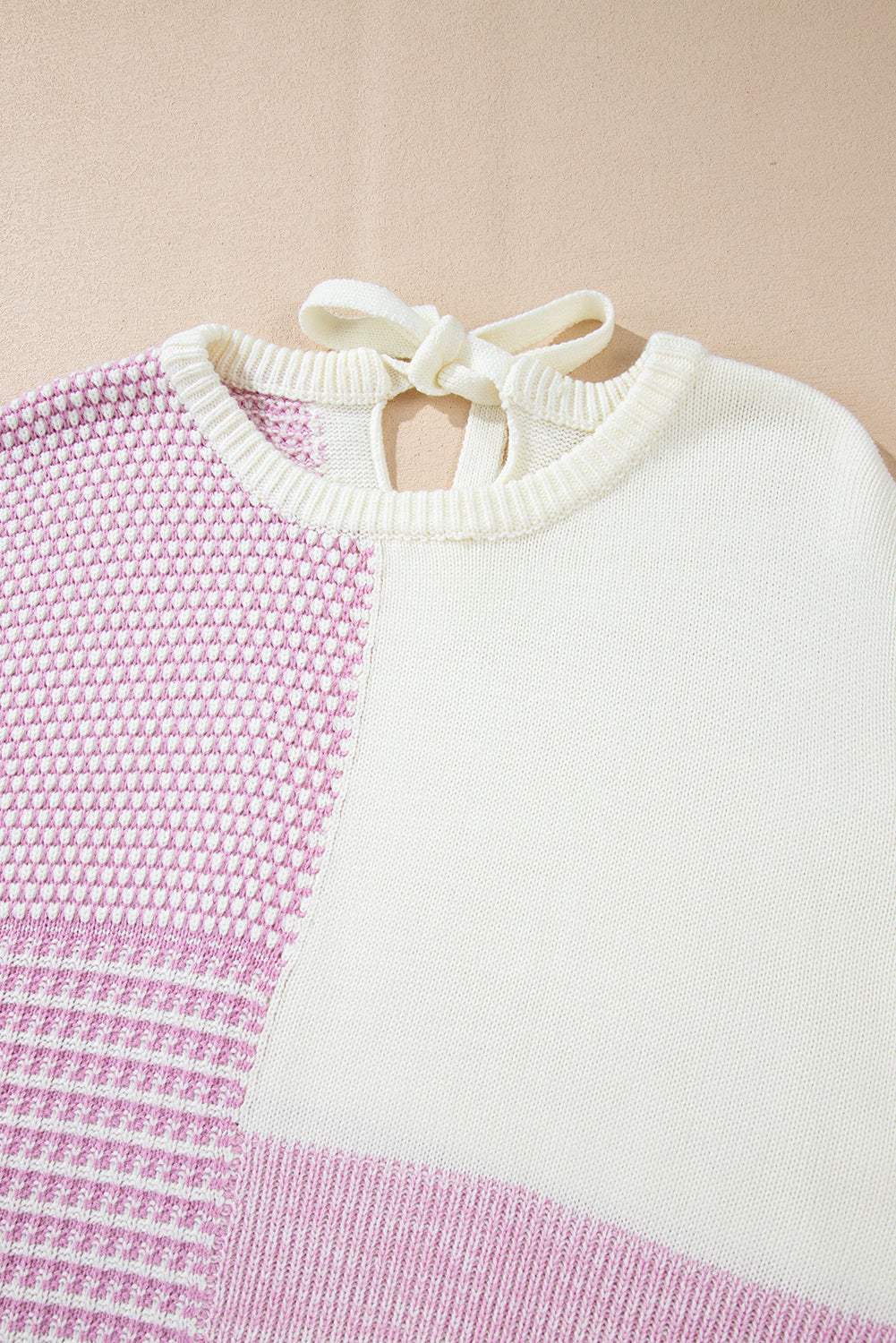 Neutral Colourblock Tie Back Sweater | Bonbon