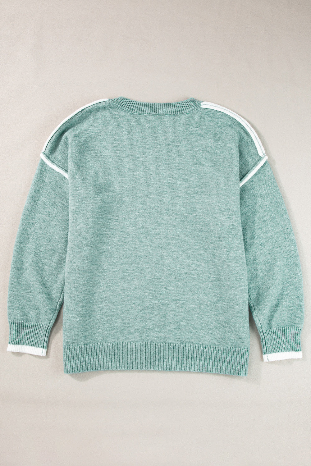 Colourblock Contrasting Edge Crewneck Sweater | Moonlight Jade