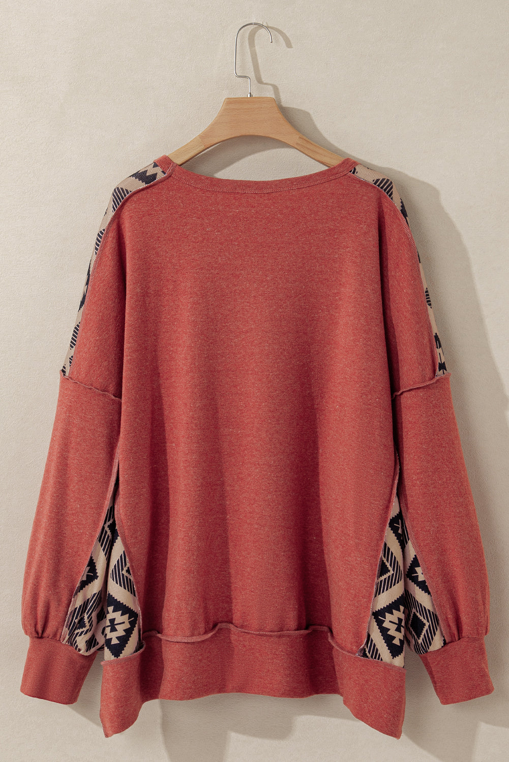 Aztec Patchwork Drop Shoulder Plus Size High Low Sweatshirt | Redwood Burl