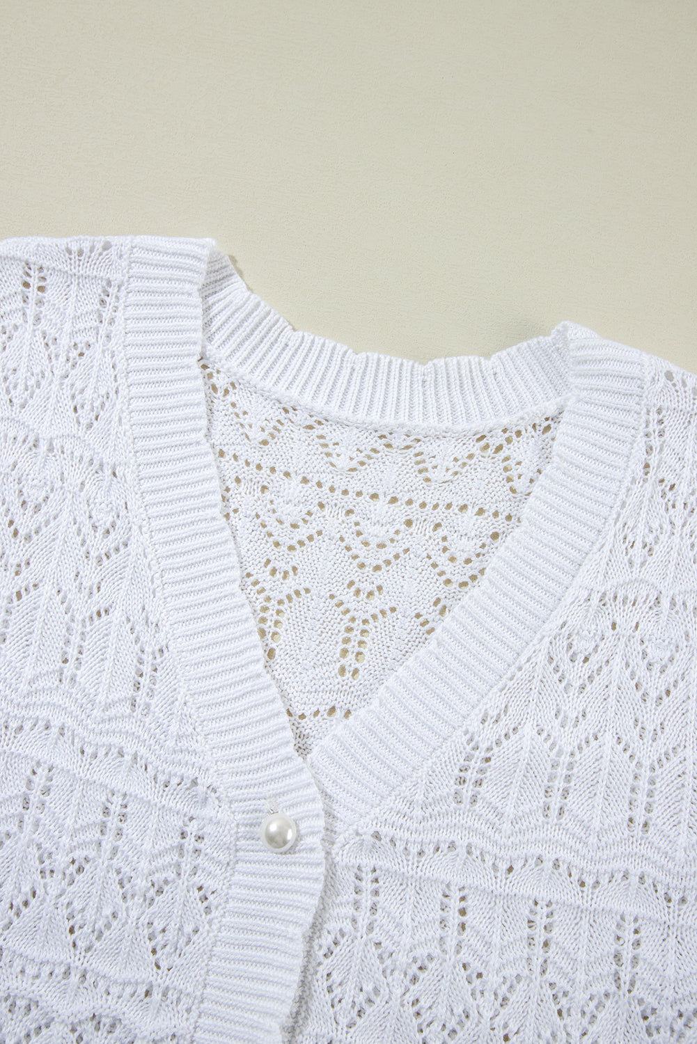 Frenchy Hollow Out Knitted V Neck Cardigan | White