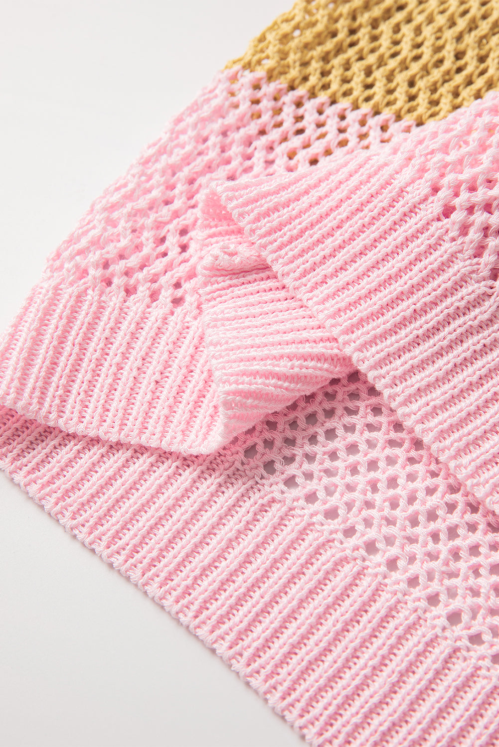 Crochet Cap Sleeve Loose Fit Sweater T Shirt | Pink Stripe