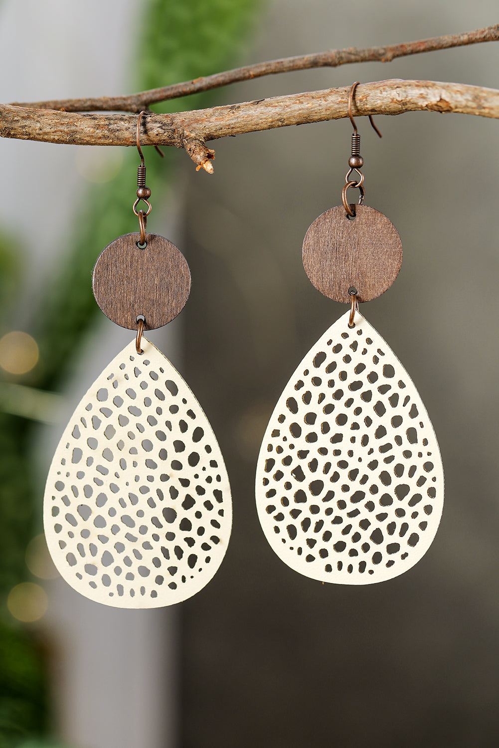 Colourblock Cut-Out Water Drop Hook Earrings | Apricot