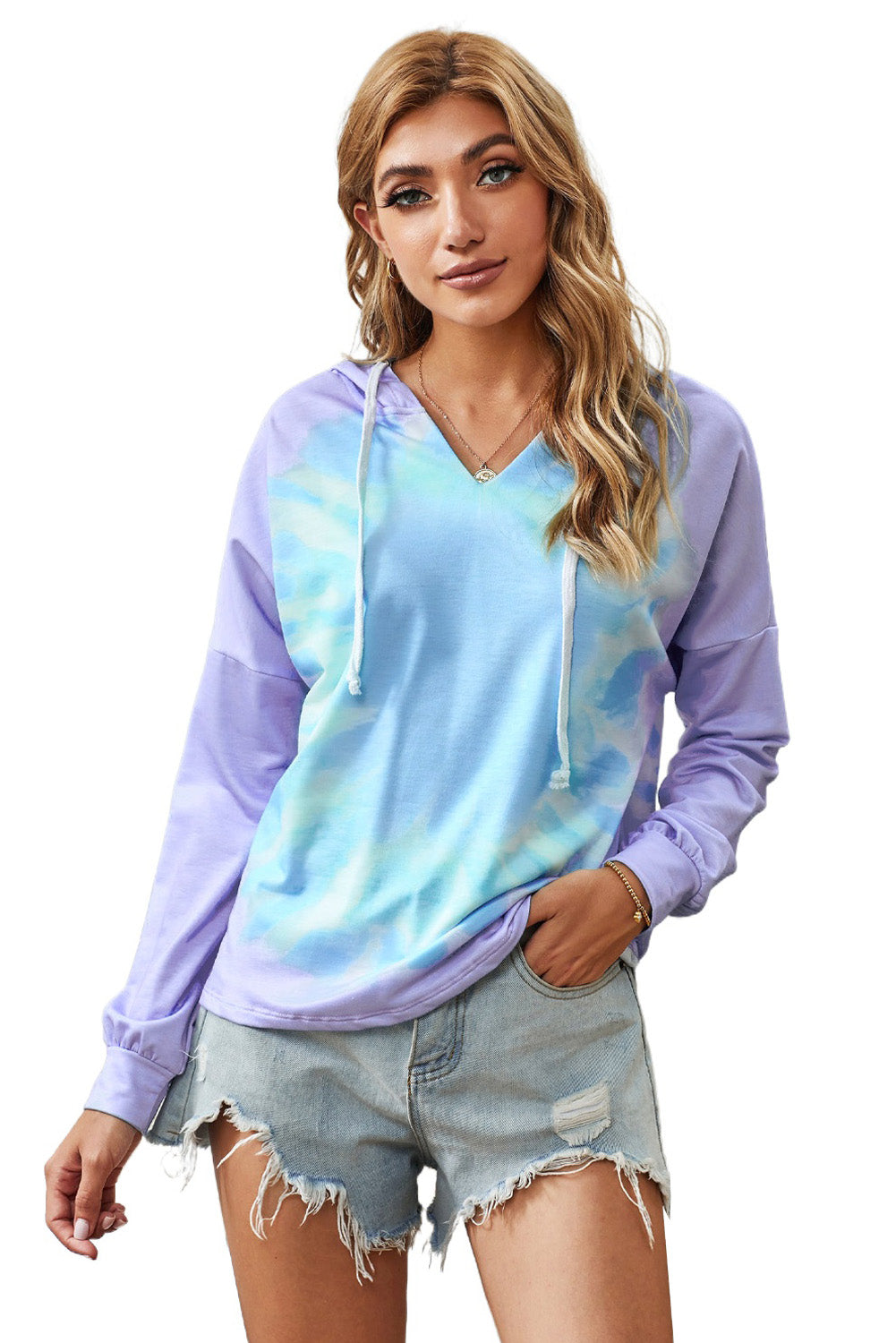 Colourblock The Sun Cotton Blend Tie Dye Hoodie | Purple