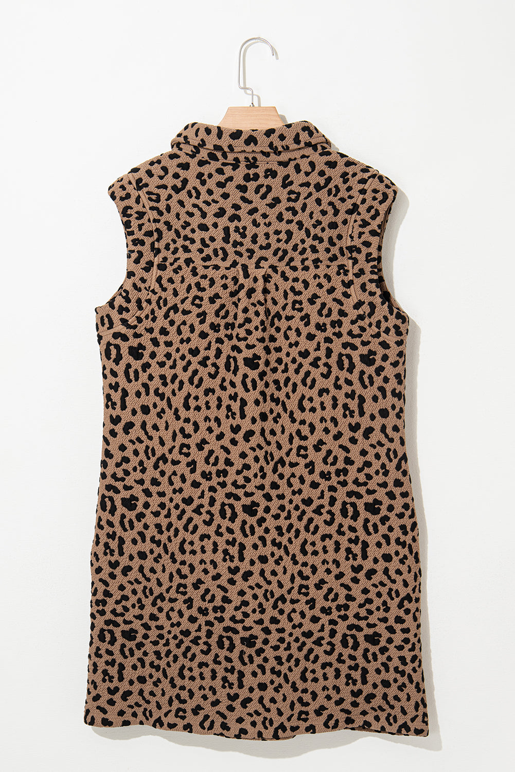 Leopard Print V Neck Sleeveless Collared Mini Dress | Khaki