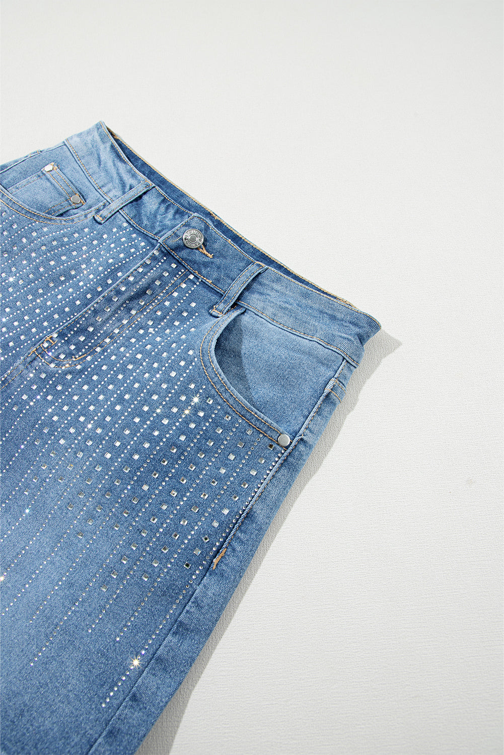 Rhinestone Embellished Denim Shorts | Ashleigh Blue