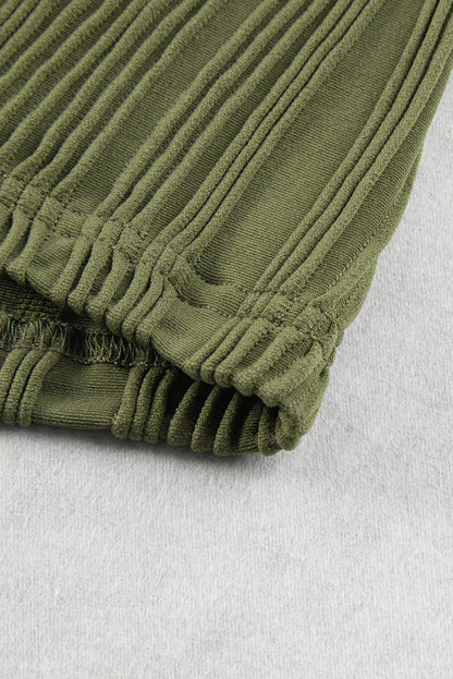 Wavy Texture Cap Sleeve Top | Jungle Green