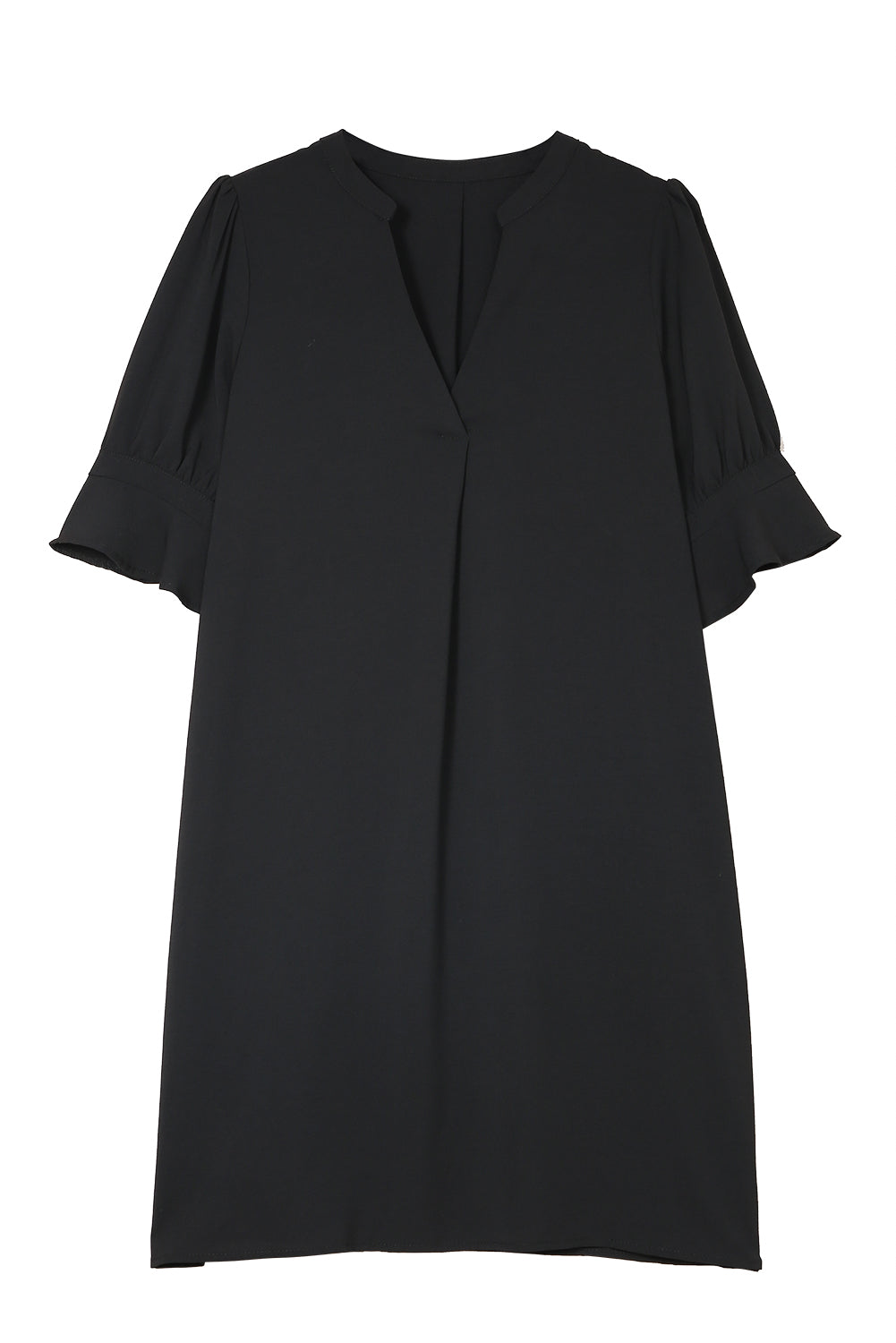 Ruffled Sleeve Shift Dress | Black