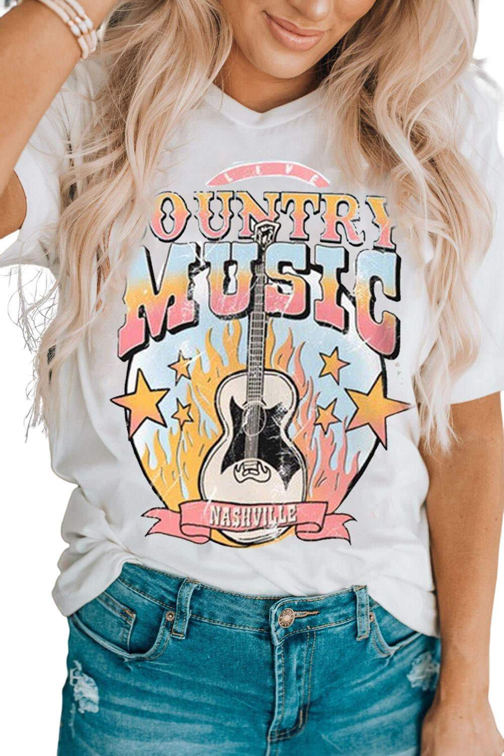 Country Music Nashville Graphic Tee | White