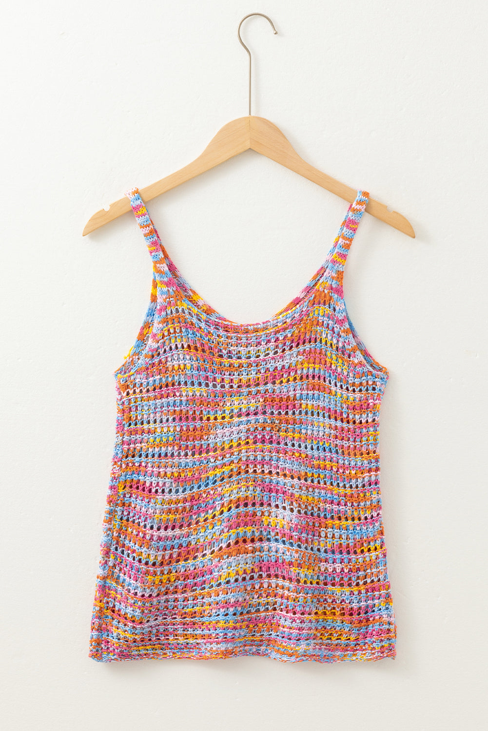 Colour Contrast Crochet Loose Fit Sweater Vest | Pink