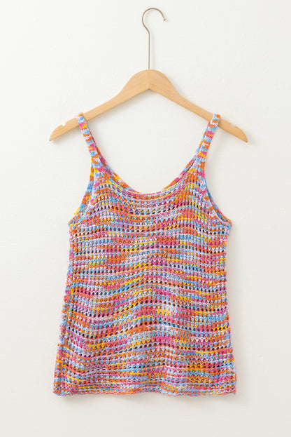 Colour Contrast Crochet Loose Fit Sweater Vest | Pink