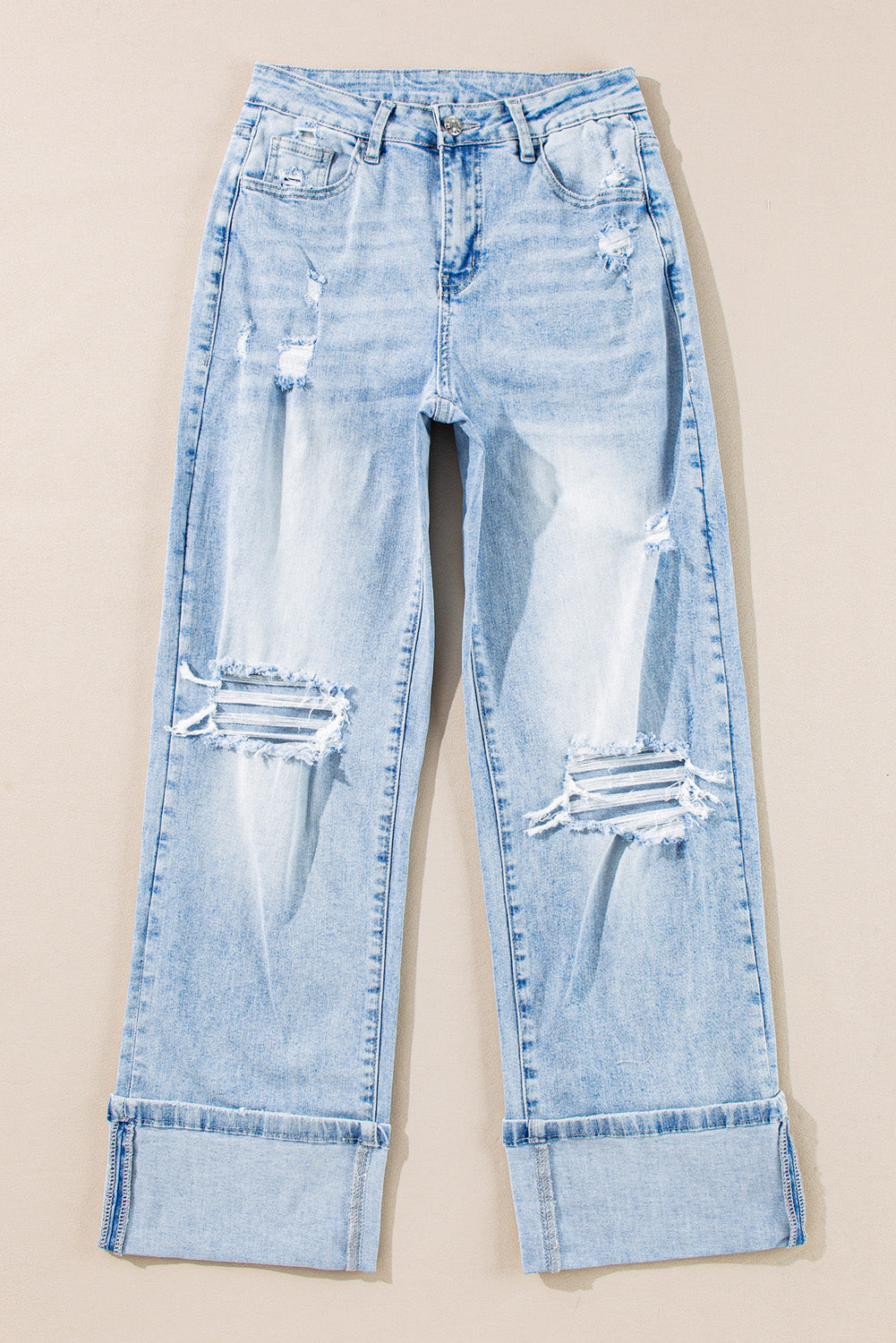 Light Wash Distressed Flare Jeans | Beau Blue