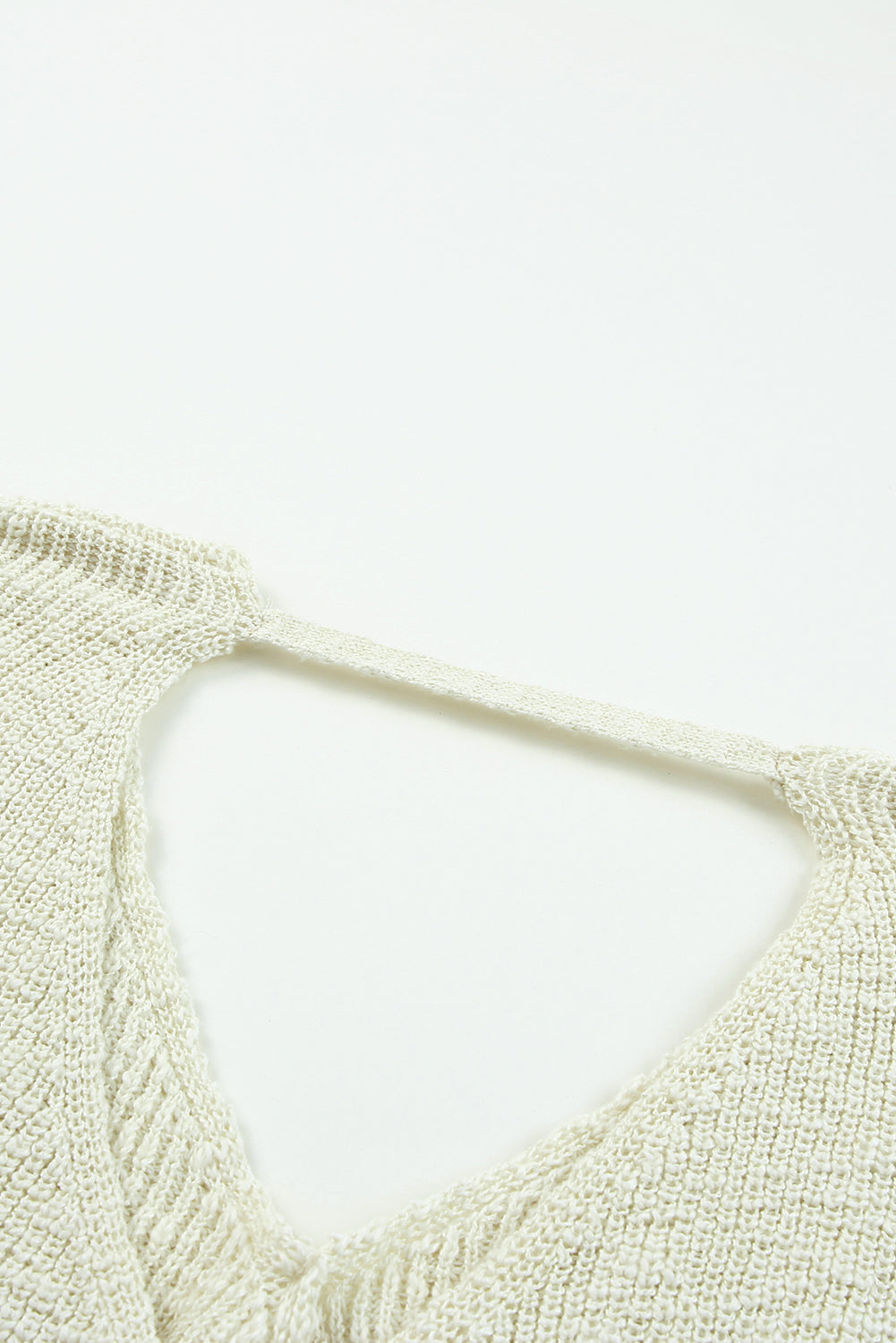 V Neck Wrap Backless Knit Sweater | Beige