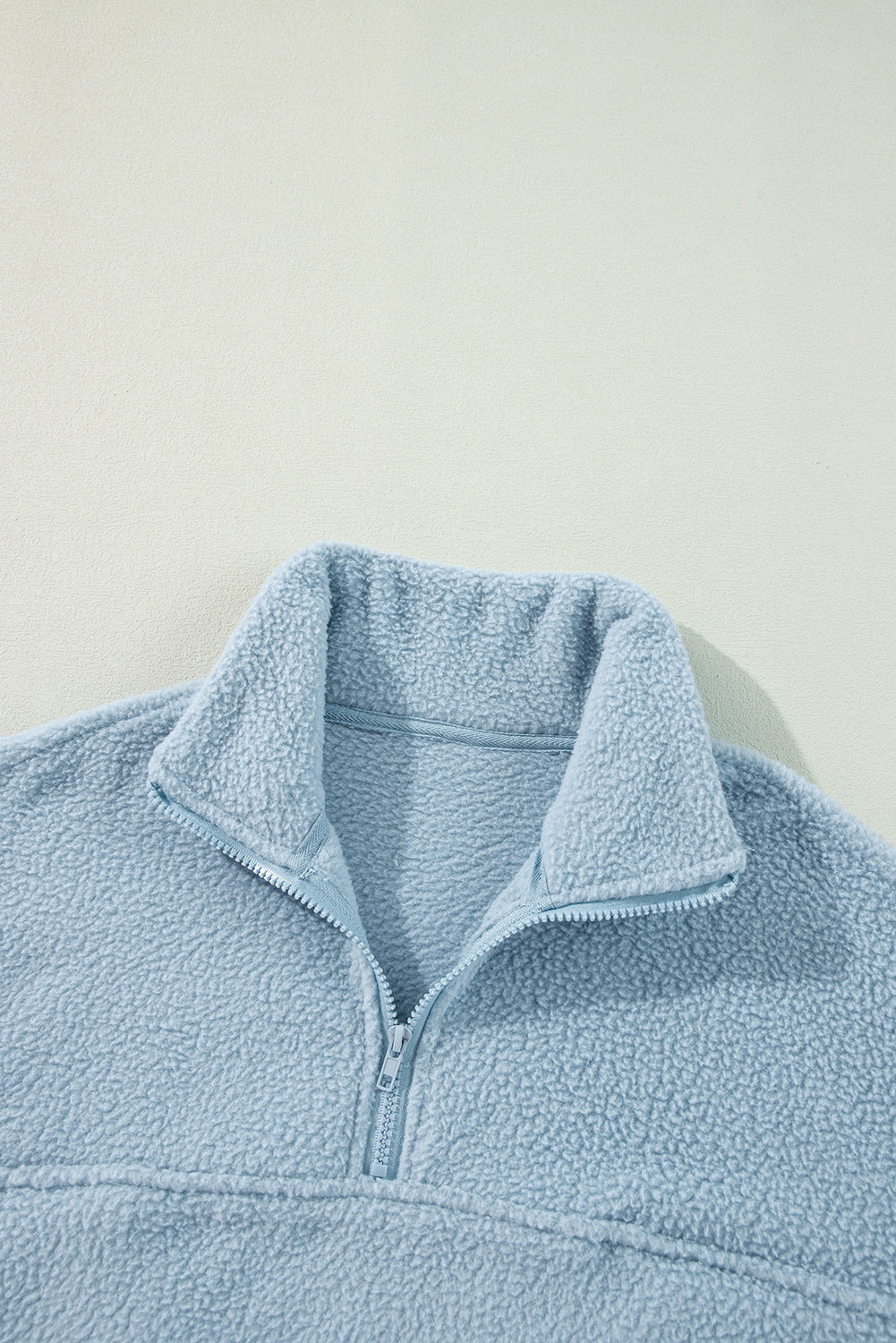 Collared Zipper Drop Shoulder Fleece Sweatshirt | Myosotis