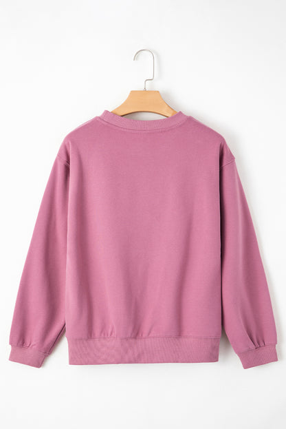 Solid Fleece Lined Drop Shoulder Terry Sweatshirt | Meadow Mauve