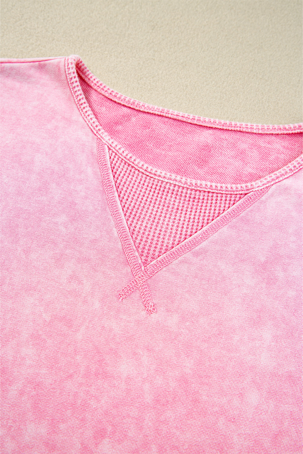 Mineral Wash Exposed Seam Drop Shoulder Oversized Tee | Strawberry Pink