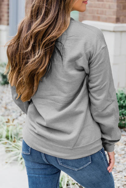 Sequin Baseball Graphic Crewneck Game Day Sweatshirt | Gray