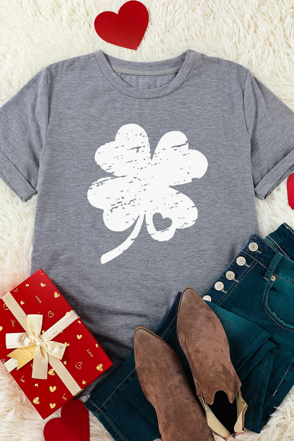 St Patrick Shamrock Graphic Print Tee | Gray