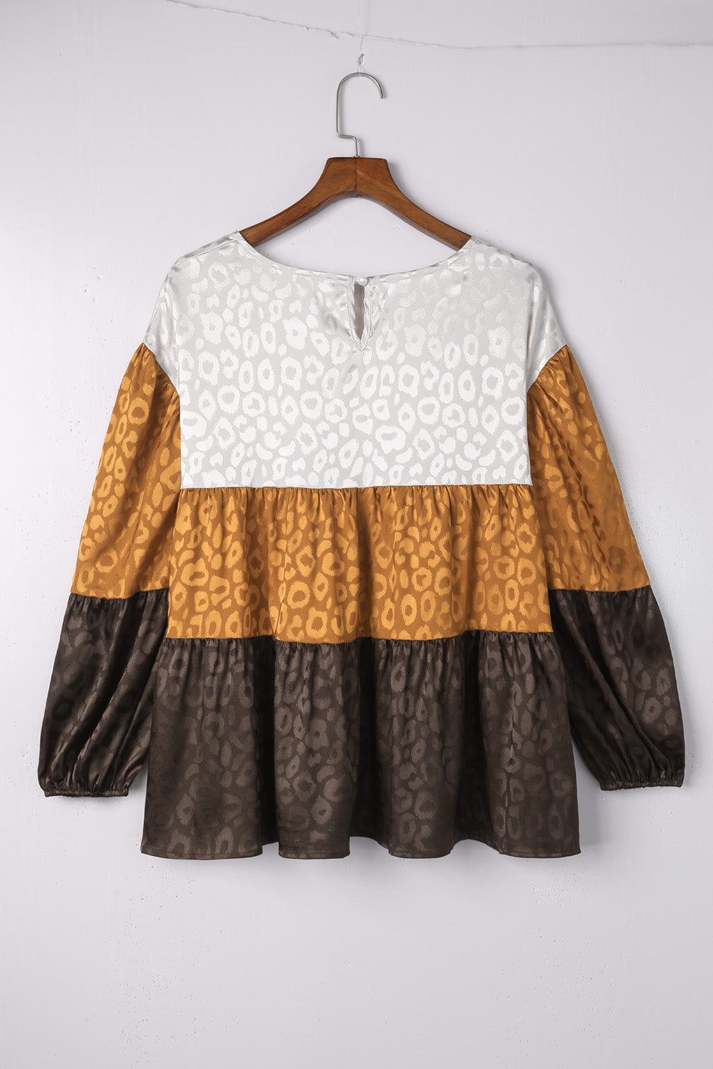 Colour Block Balloon Sleeve Blouse | Leopard