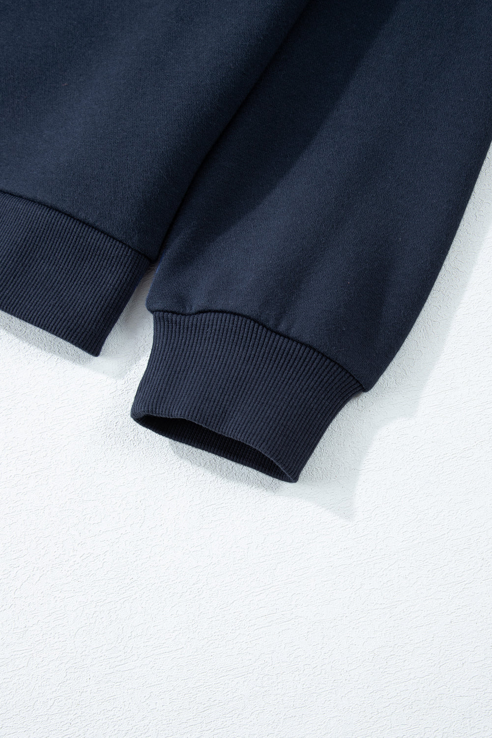 Solid Colour Collared Sweatshirt and High Waist Pants Set | Navy Blue