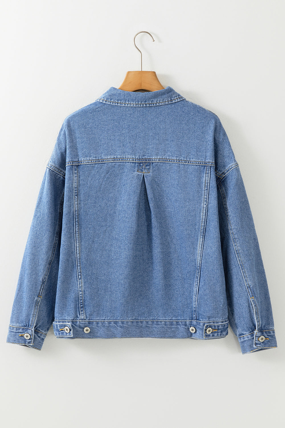 Washed Oversize Pocketed Denim Jacket | Light Blue