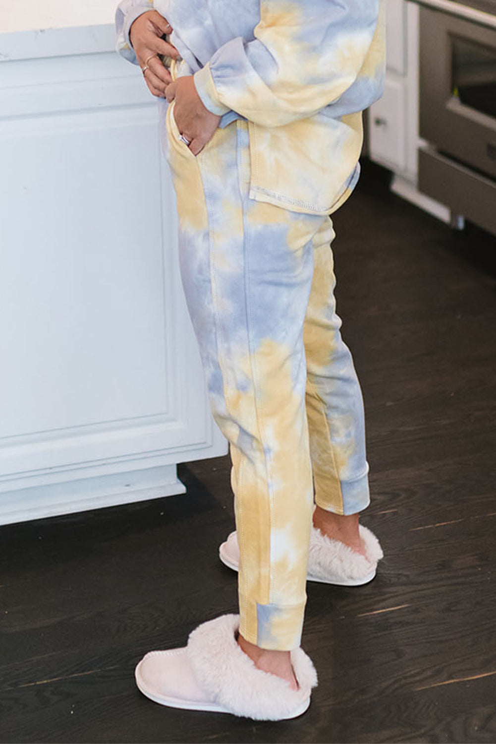 Tie Dye Henley Top And Drawstring Pants Outfit | Multicolour