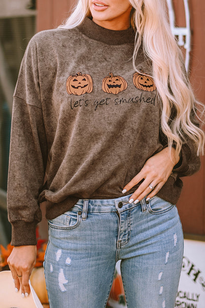 Let'S Get Smashed Halloween Pumpkin Graphic Sweatshirt | Brown