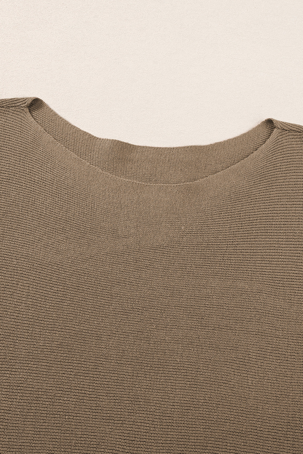 Round Neck Half Sleeve Ribbed Knit Top | Coffee