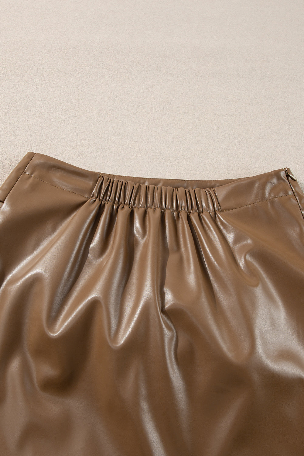 Bowknot Faux Leather Mini Skirt | Coffee