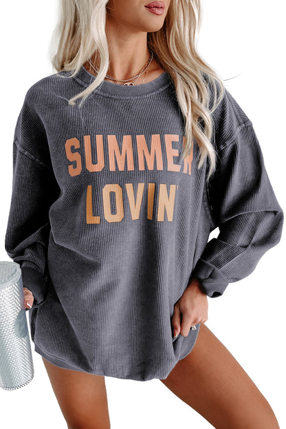 Summer Lovin Graphic Textured Pullover Sweatshirt | Gray