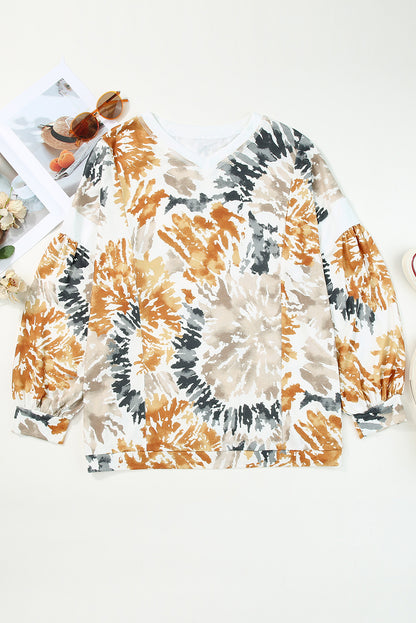 Plus Size Tie Dye V Neck Sweatshirt | Multicolour