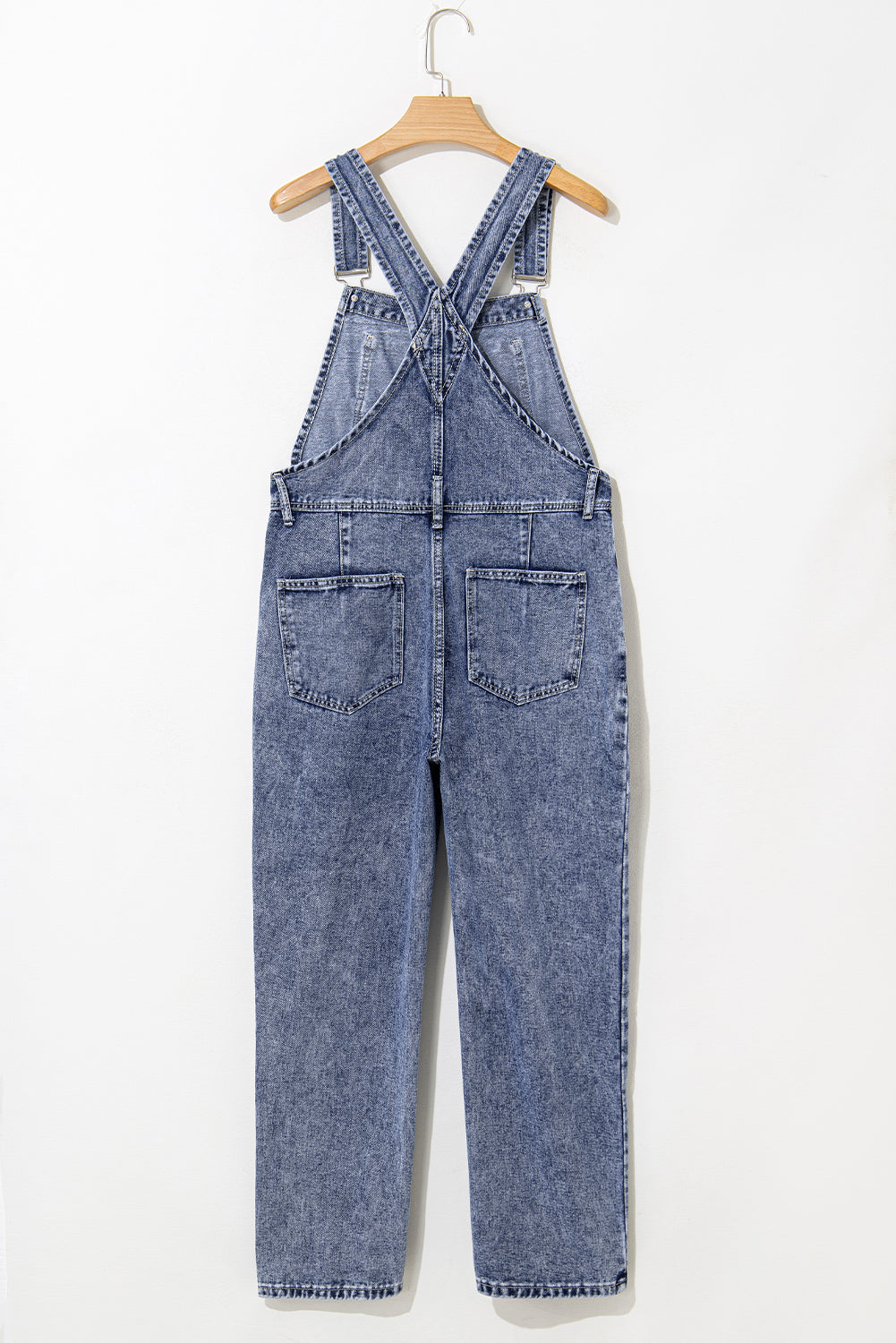 Denim Bib Straight Leg Jumpsuit With Pockets | Sail Blue