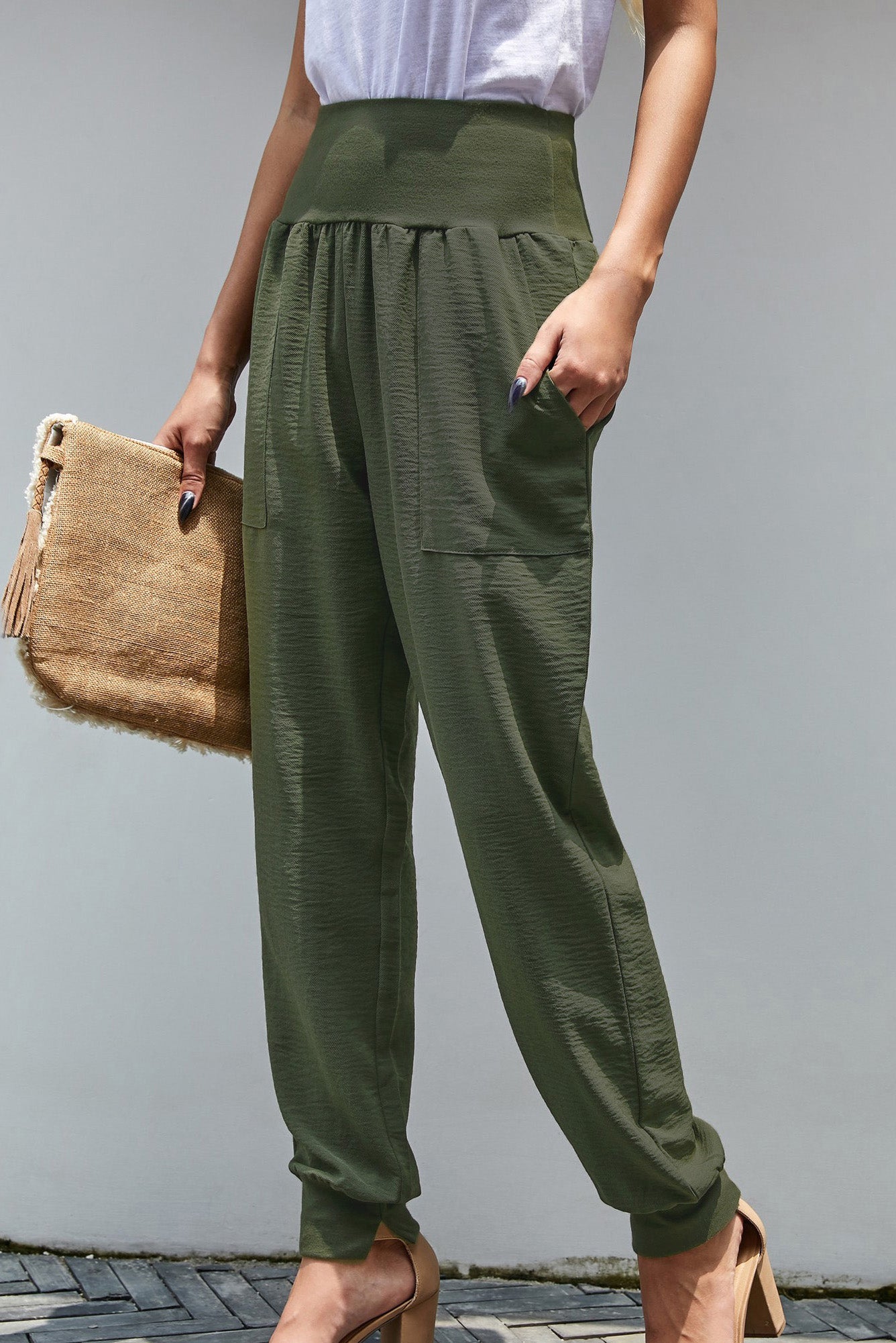 Pocketed Casual Joggers | Green