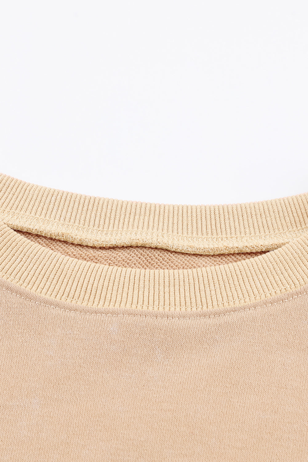 Drop Shoulder Ribbed Trim Oversized Sweatshirt | Khaki